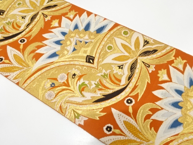 アンティーク　花更紗模様織り出し袋帯（材料）